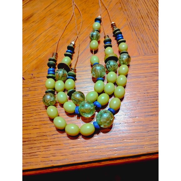 Coldwater Creek 3 strand necklace, blues and greens J-2 - Picture 1 of 5